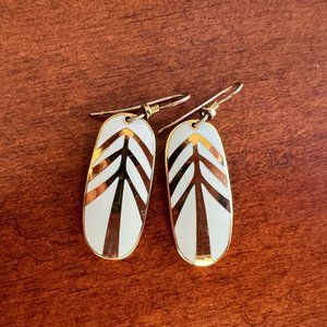 Laurel Burch White & Gold Earrings